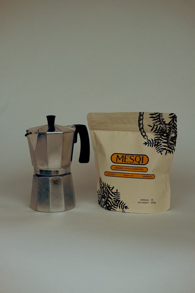 Mesqi brewed in a moka pot